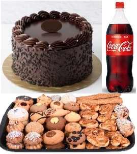 Mini Kutlama Paketi Klasik Çikolatalı Pasta Kuru Pasta ve Kola